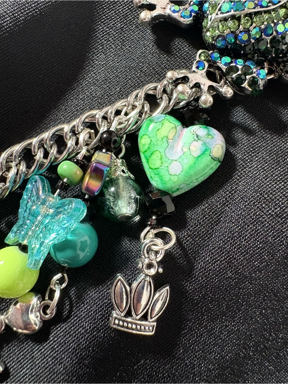 Green Crystal Frog Bag Charm Keychain - Picture 10 of 12